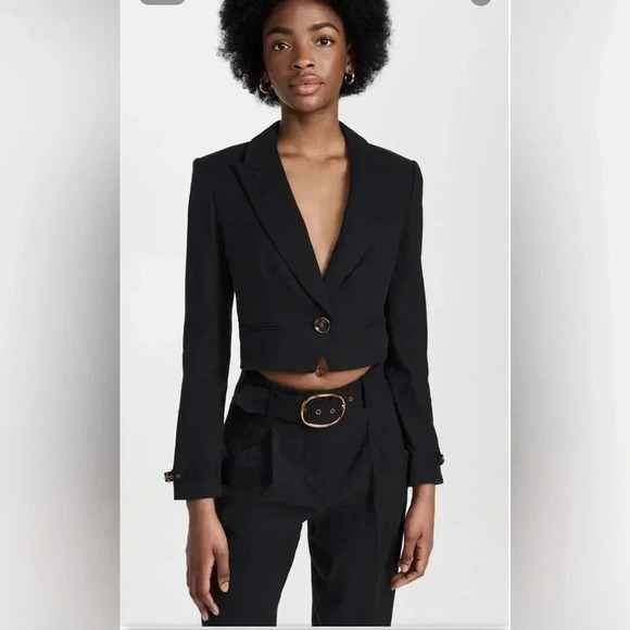 Veronica Beard Girard Jacket Womens Cropped Black Blazer Size 10 - Picture 1 of 15